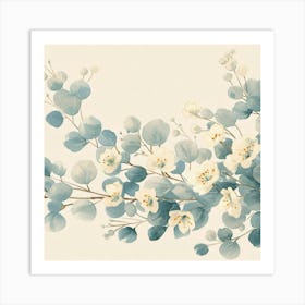 Watercolor Flowers On A Branch 1 Art Print