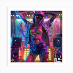 Girl In A Neon Outfit Art Print