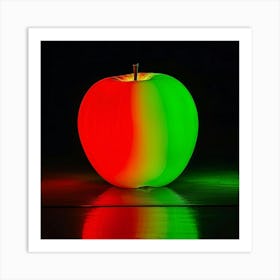 Red Apple Half Glowing Red Half Green Resembling Yin And Yang Reflective Green Half Casting Imag Affiche