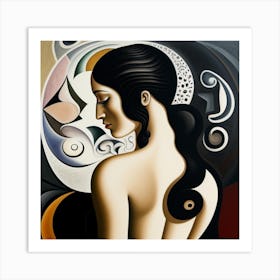 Woman with Black hair Art Print