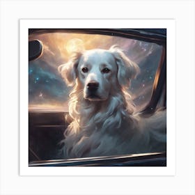 Dog In The Car Art Print