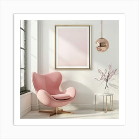 Pink Chair In A White Room Art Print