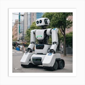 Robot On The Street 50 Art Print