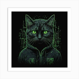 Cat With Green Eyes | Cybersecurity Art Print