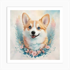 Corgi Puppy Pastel, Kids Wall Art Print 1 Art Print