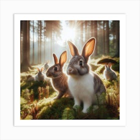 Rabbits In The Forest Art Print