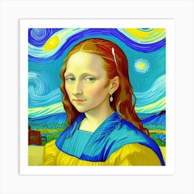 A Youthful Mona Lisa Reborn in Art Art Print