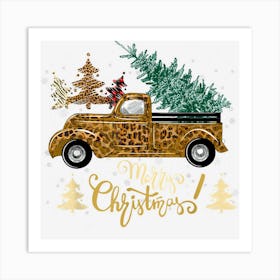 Merry Christmas Leopard Truck Vintage Merry Xmas Truck Art Print