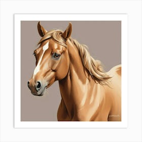 Illustration Of Light Brown Horse Art Print 3 Art Print