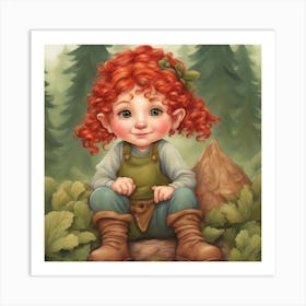 Little Red Haired Elf Art Print