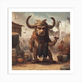 Horned Man Franks angry Art ( Bohemian Design ) Art Print