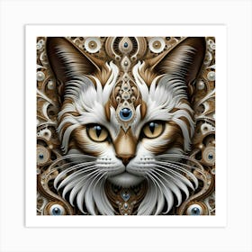 Cat With Gears Art Print