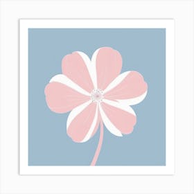 A White And Pink Flower In Minimalist Style Square Composition 124 Art Print