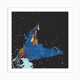 Kingfisher'S Catch Square Art Print