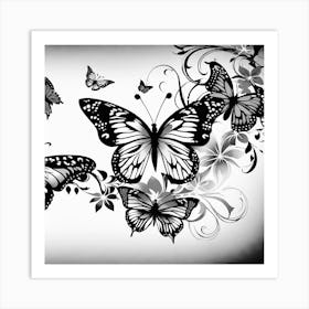 Black And White Butterflies 16 Art Print