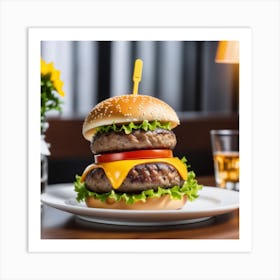 Hamburger On A Plate 56 Art Print