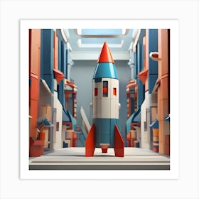 Rocket In A City Art Print