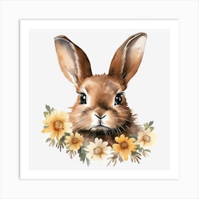 Bunny With Flowers 2 Art Print