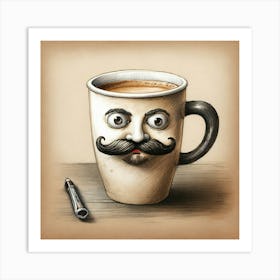 Coffee Cup With Mustache 4 Art Print