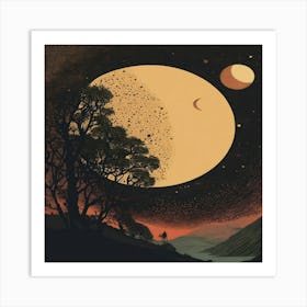 Moon And Stars 4 Art Print