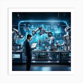 A Detailed Digital Rendering Of Advanced Industrial Cyber Management Process Engineered Automatons (2) Art Print