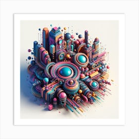 3d Color Explosion Art Print