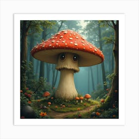 A Giant, Sentient Mushroom With A Face In An Ancient Woodland 1 Art Print