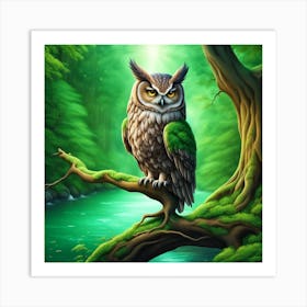 Owl In The Forest Art Print