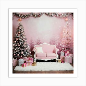 Pink Christmas Tree 6 Art Print