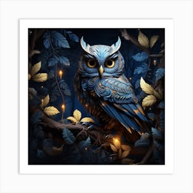 Owl In The Forest Art Print