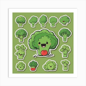 Kawaii Broccoli Art Print