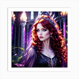 Beautiful Woman In A Castle Art Print