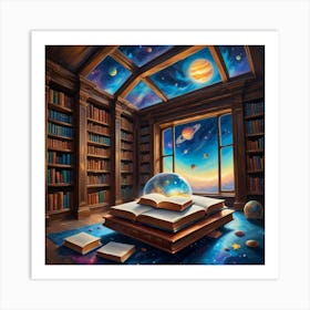 Book In A Library Paintings Art Print Art Print