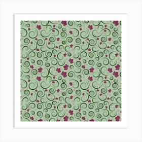 Swirls Foliage Leaves Green Art Print