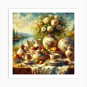 Table With Flowers Art Print