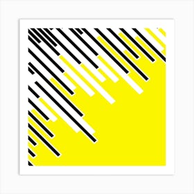 Abstract Yellow And Black Lines 1 Art Print