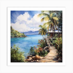 AI Caribbean Mornings Art Print