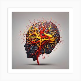 Human Brain With Blood Art Print