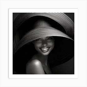 Black And White Portrait Of Beautiful African Woman Art Print