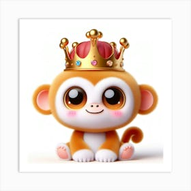 Cute Monkey With A Crown 3 Art Print