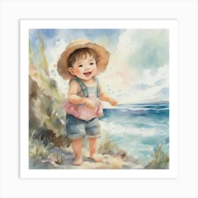 Little Girl At The Beach Art Print