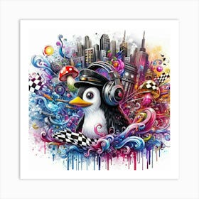 Penguin Dj Art Print