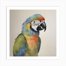Watercolour Colorful Parrot Art Print