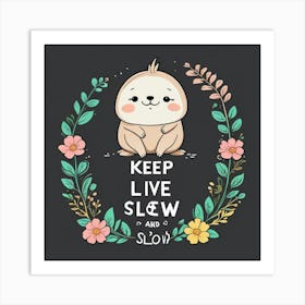 Keep Live Slow Sloth Art Print