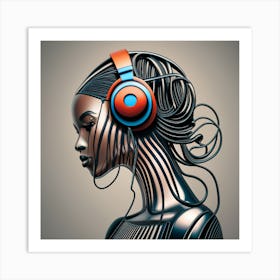 Woman With Headphones 62 Art Print