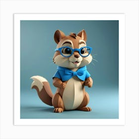 Cartoon Squirrel With Glasses 1 Art Print