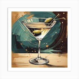 Vintage Martini Watercolor Art Print_FY_IN_06 Art Print