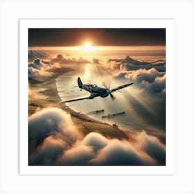 Reach for The Sky - 2/4 (Supermarine Spitfire fighter WW2 sky battle Dunkirk Ace pilot world war 2 clouds combat Airforce Battle of Britain RAF) Art Print