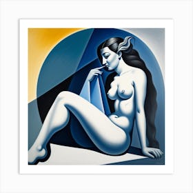 Nude blue 1 Art Print
