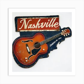 Nashville Guitar Sign Art Print